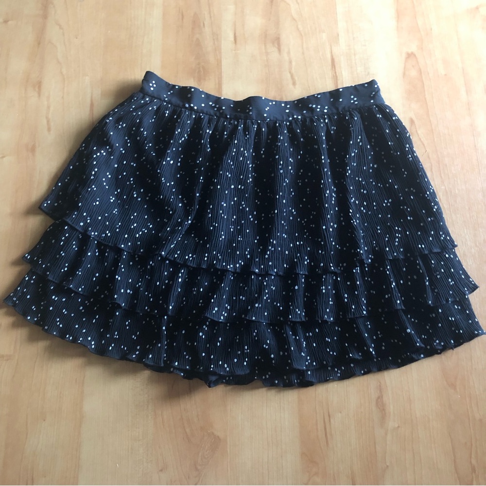 Zara Womens Black White Polka Dots Tiered Ruffle Sz L w/ Built in Shorts